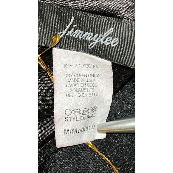 Jimmy Lee Women’s M Pleated Halter Dress with Rhinestone Buckle Black - Picture 6 of 7